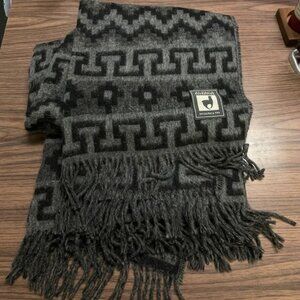 Incalpaca TPX Alpaca Wool Blanket/Throw - Black & Gray Aztec Geometric - NEW